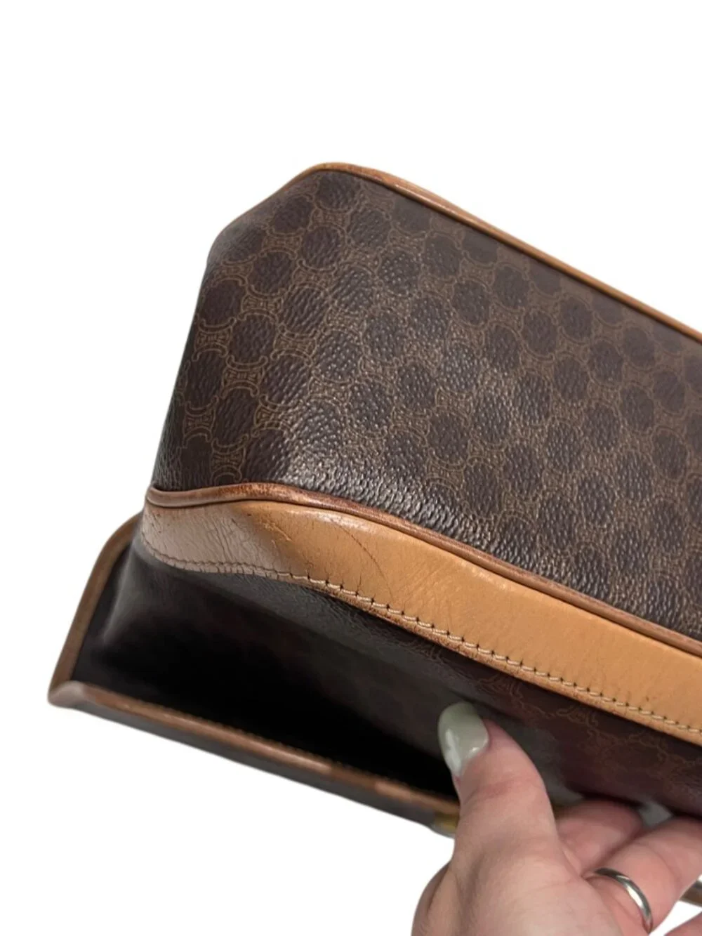 Celine VINTAGE Brown Monogram Macadam Handbag - Picture 12 of 16